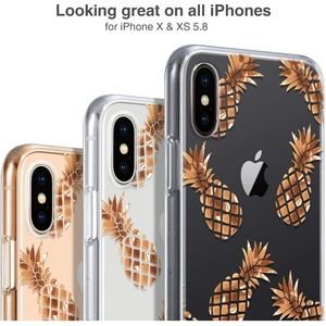 Pineapple Case for IPhone X and XS, Clear and Rose Gold
